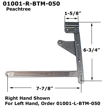 01001-BOTTOM - Hinge Assemblies & Vent Arms, Peachtree                