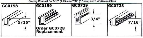 Glazing Channel for 3/16 (4.75mm) 7/32 (5.5mm) and 1/4 (6mm) Glass    