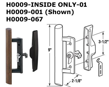 H0009 - Patio Glass Door Handles ( Internal Latch)                    