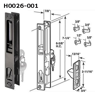 H0026BLK - Patio Glass Door Handles (Flush Mount)                     