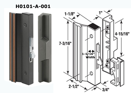 H0101 - Patio Glass Door Handles (Surface Mount)                      