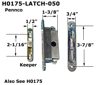 H0175-LATCH - Patio Glass Door Handles (Surface Mount)                