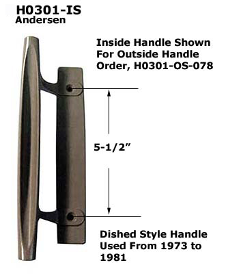 H0301ISST- Patio Glass Door Handles (Surface Mount), Andersen         