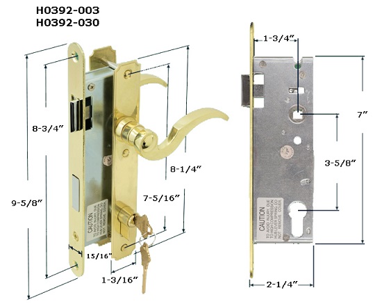 H0392 - Patio Glass Door Handles (Mortise Type)                       