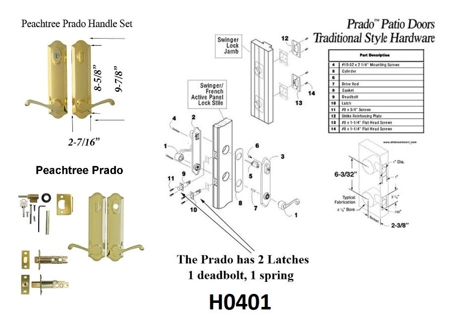 H0401 - Patio Glass Door Handles (Surface Mount)                      