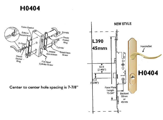 H0404 - Patio Glass Door Handles (Surface Mount), Hoppe, Roto         