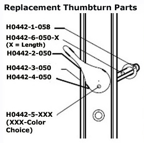 H0442-1 - Patio Glass Door Handles (Surface Mount), Amesbury          