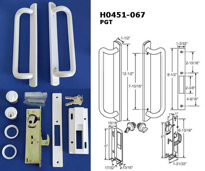 H0451 - Patio Glass Door Handles (Mortise Type), PGT                  