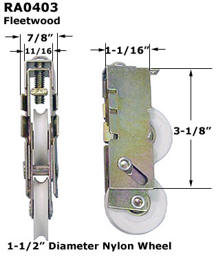 RA0403 - Patio Glass Door Roller Assemblies                           