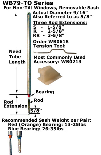 WB79TO-Tube Balances-For Non-Tilt, Removable Sash                     
