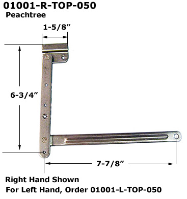 01001-TOP - Hinge Assemblies & Vent Arms, Peachtree                   