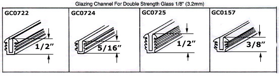 Glazing Channel for Double Strength Glass 1/8 (3.2mm)                 