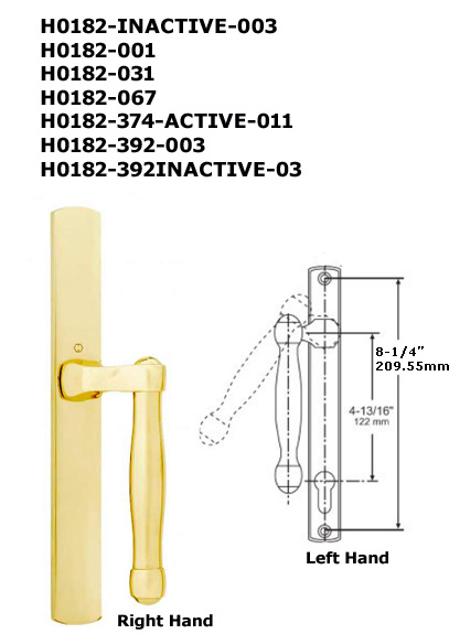 H0182 - Patio Glass Door Handles (Mortise Type)                       