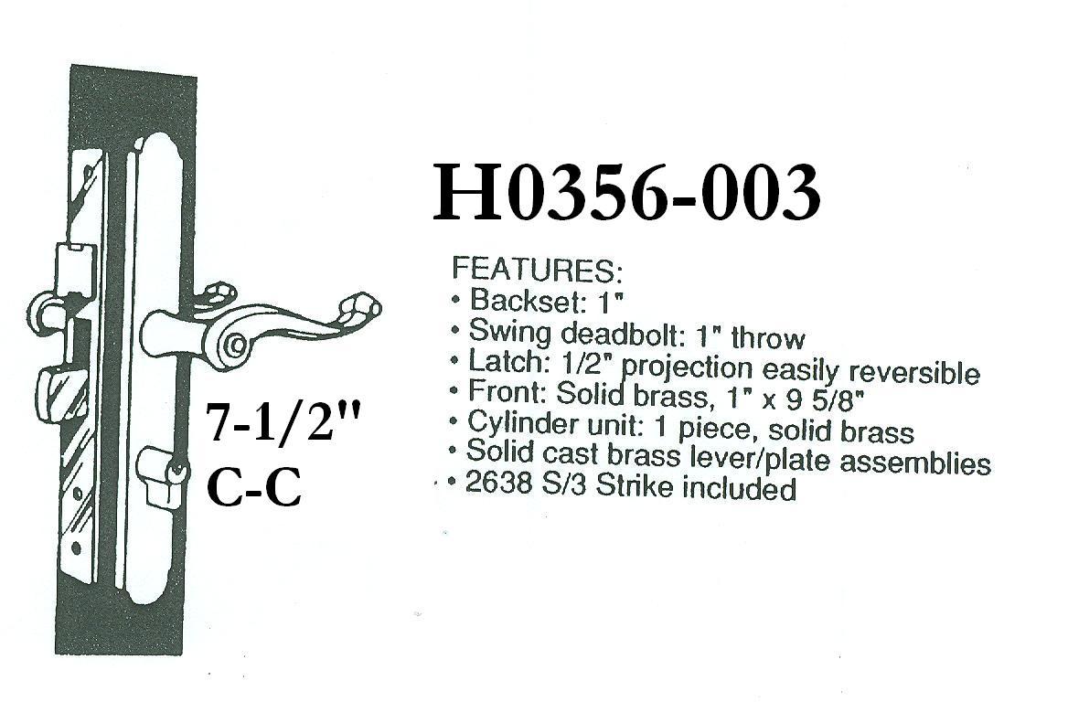 H0356 - Patio Glass Door Handles (Mortise Type)                       