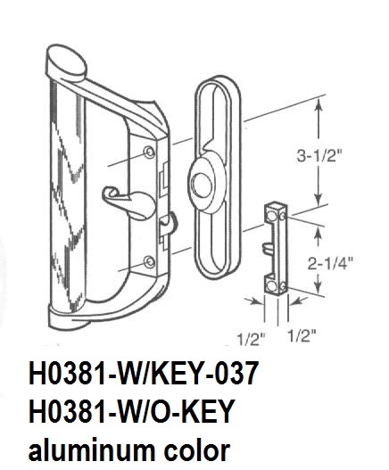 H0381 - Patio Glass Door Handles (Mortise Type)                       
